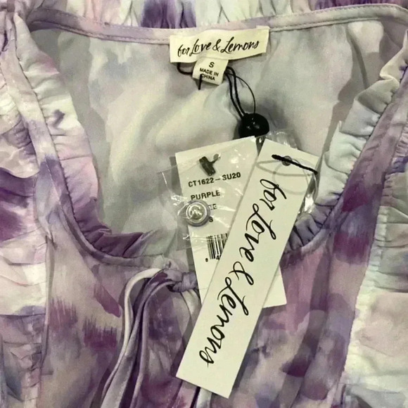 New with tags For Love and Lemons women's purple Zinnia floral ruffle blouse - Picture 5 of 5